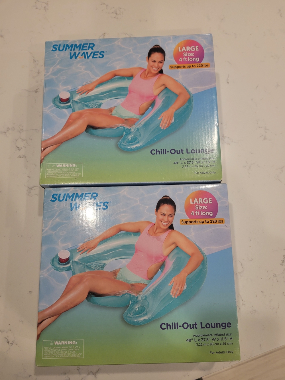 Chill-Out Lounge Inflatable Pool Floats - Clear Blue